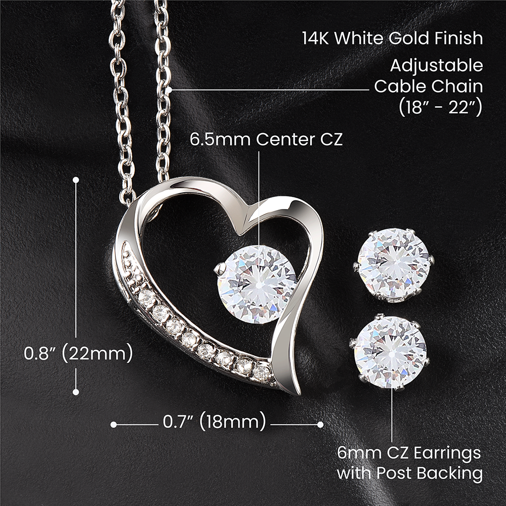 1 Forever Love Necklace and Cubic Zirconia Earring Set