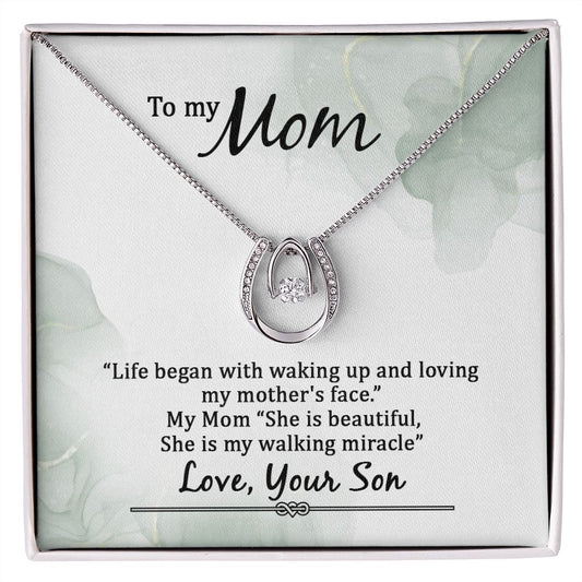 Mom | Walking Miracle | White Gold Necklace