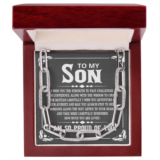 Son | Proud of You | 14K White & Yellow Gold Linked Necklace