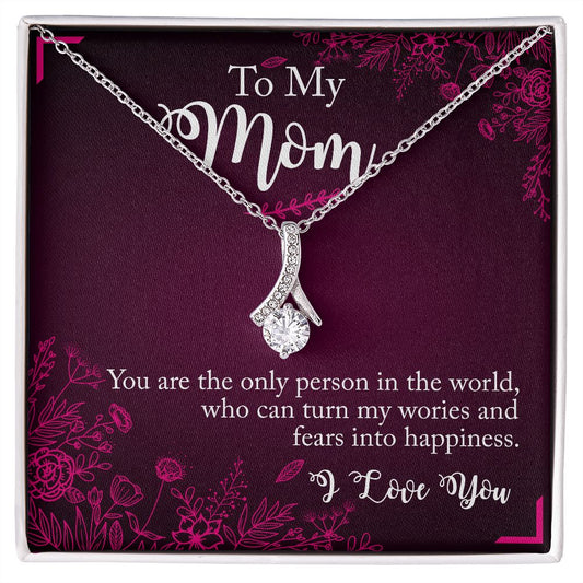 Mom | Only Mom | 14K White & Yellow Gold Necklace