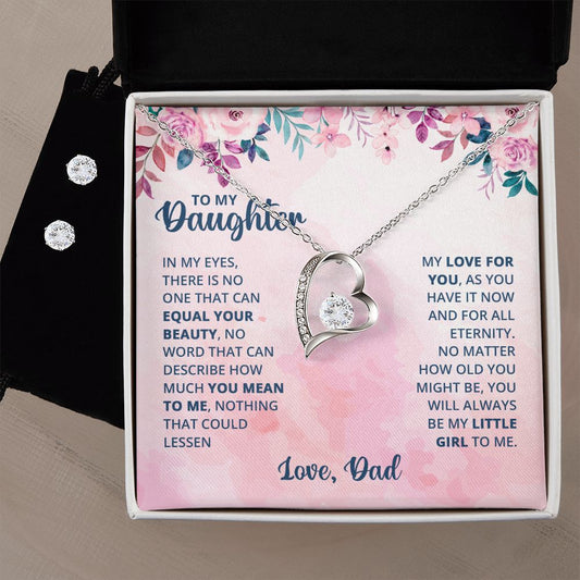 Forever Love Necklace and Cubic Zirconia Earring Set (Daughters)